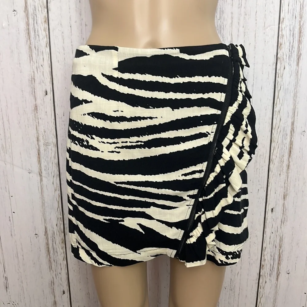 Free People Zebra Ruffle Mini Skirt - Picture 3 of 13